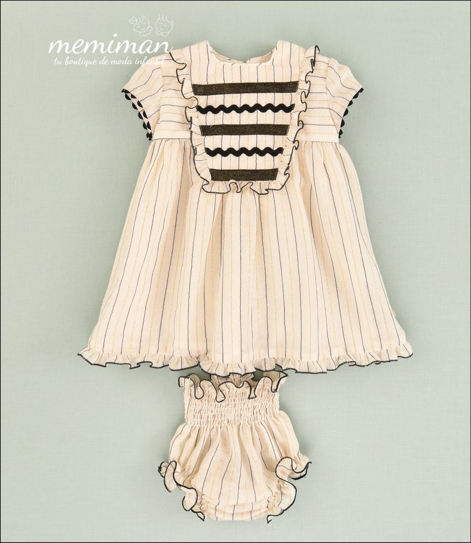 01-50022 Vestito a righe lurex neonata
