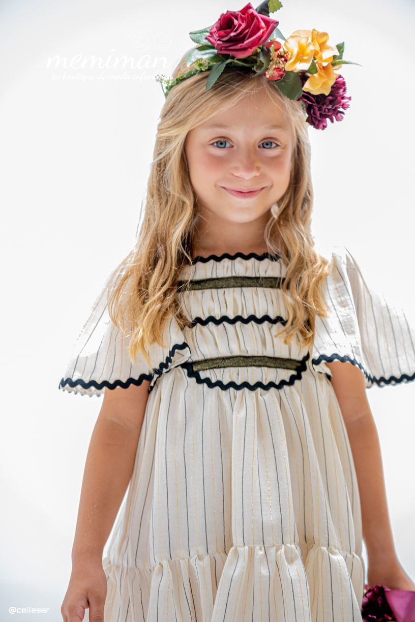 01-50024 Vestito bambina righe lurex