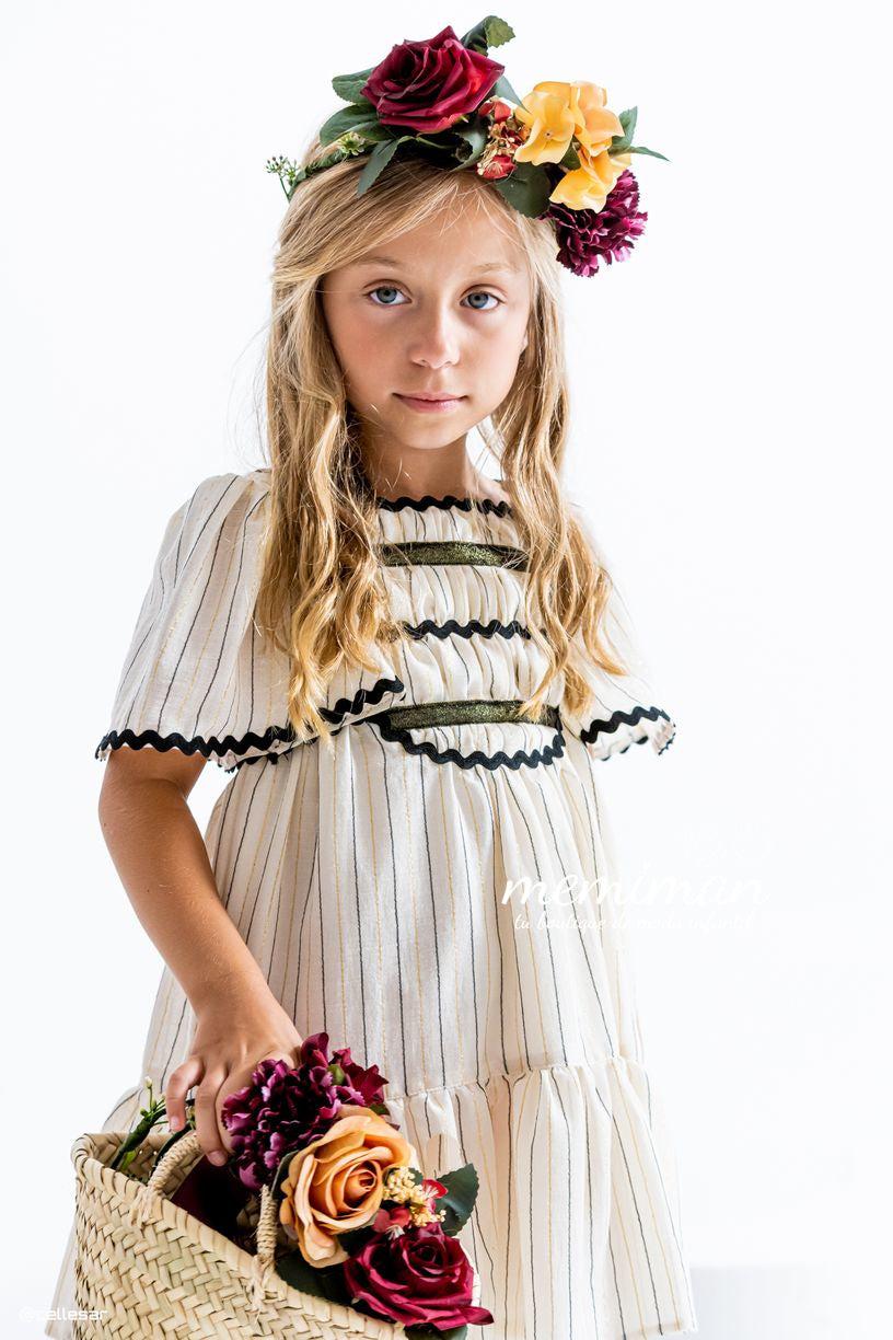 01-50024 Vestito bambina righe lurex