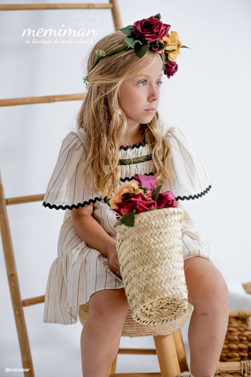 01-50024 Vestito bambina righe lurex