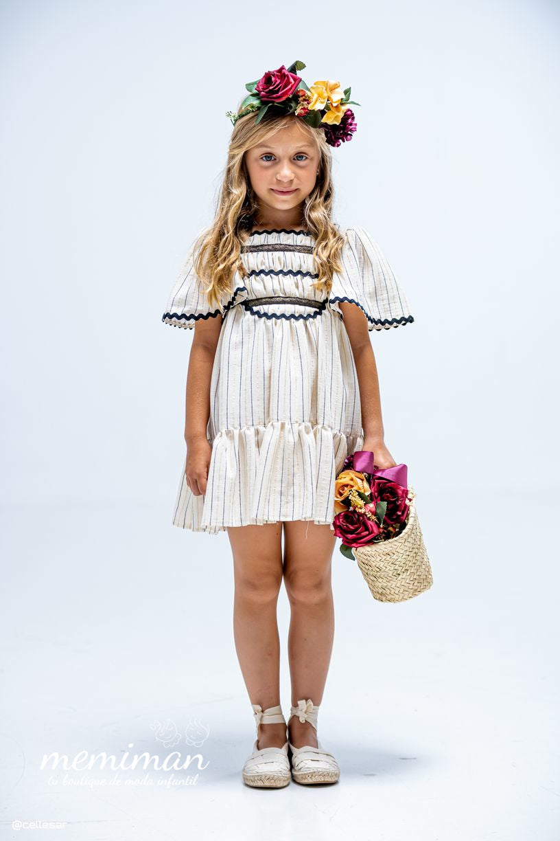 01-50024 Vestito bambina righe lurex