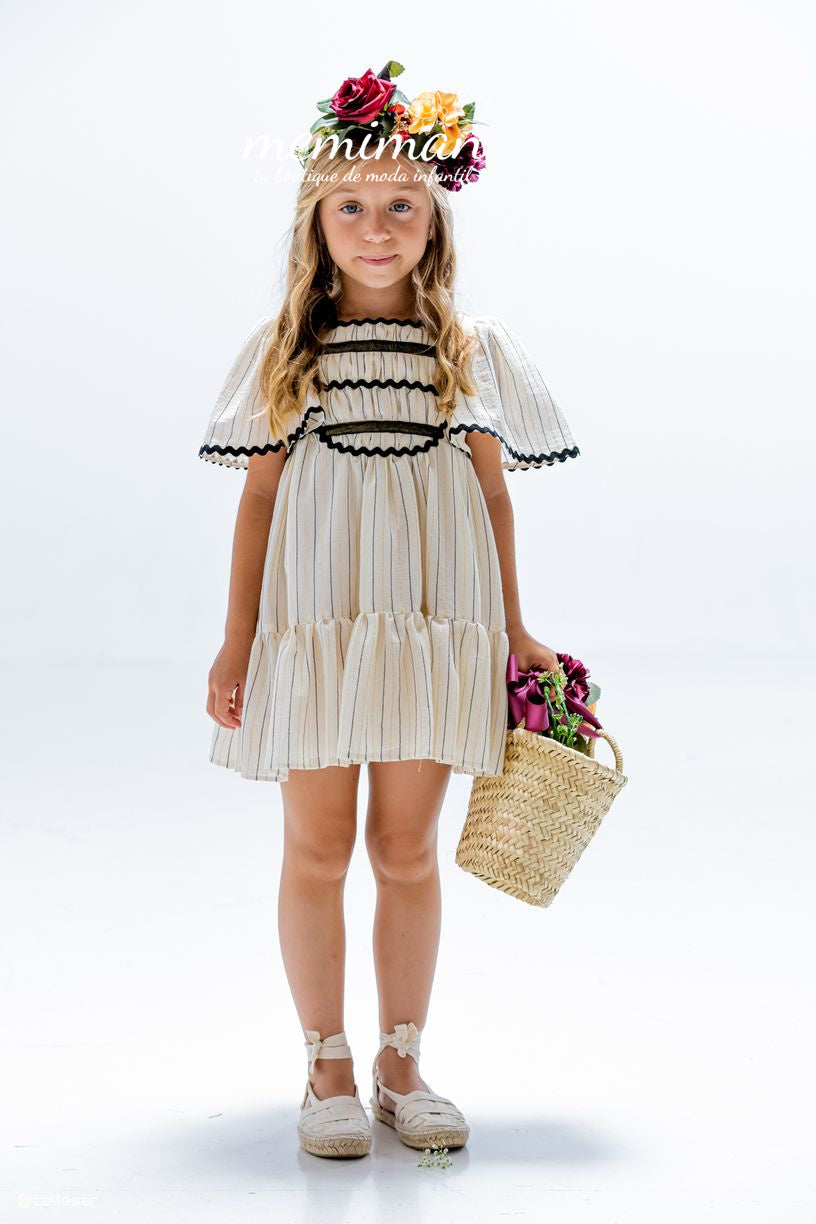 01-50024 Vestito bambina righe lurex