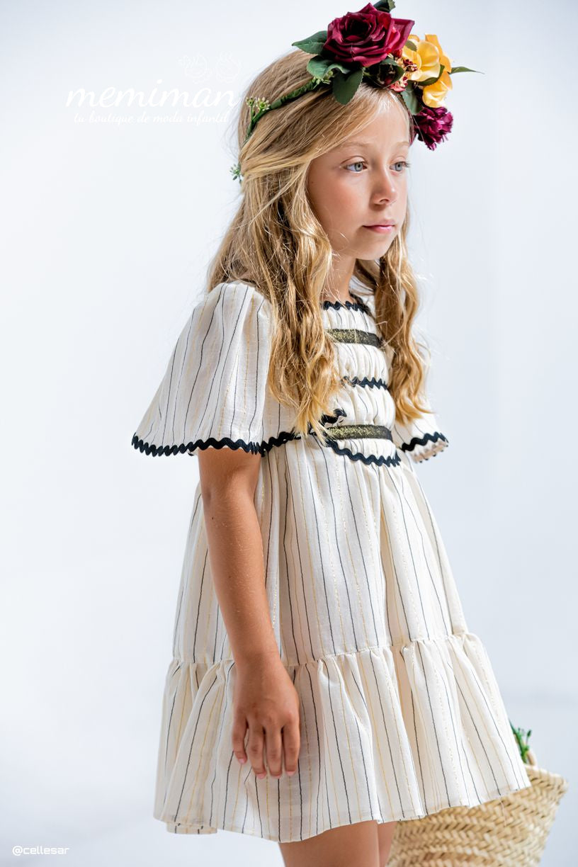 01-50024 Vestito bambina righe lurex
