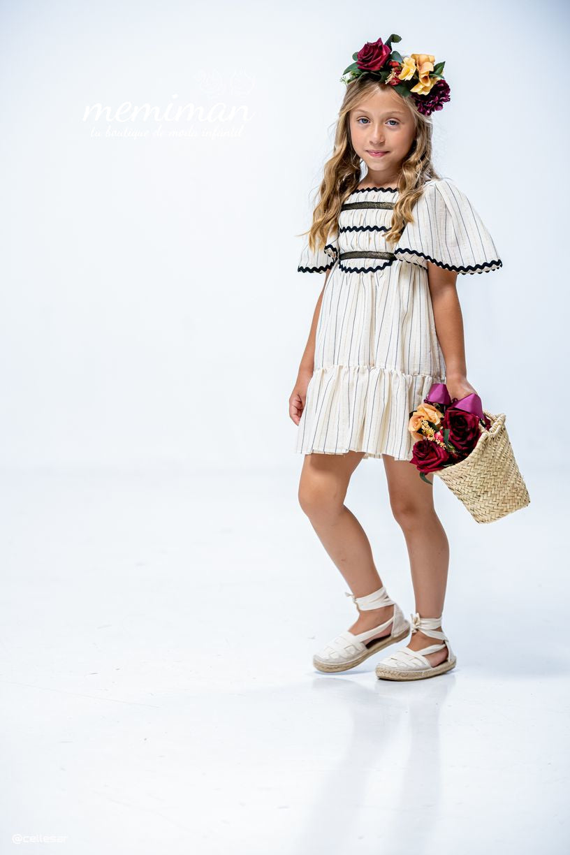 01-50024 Vestito bambina righe lurex