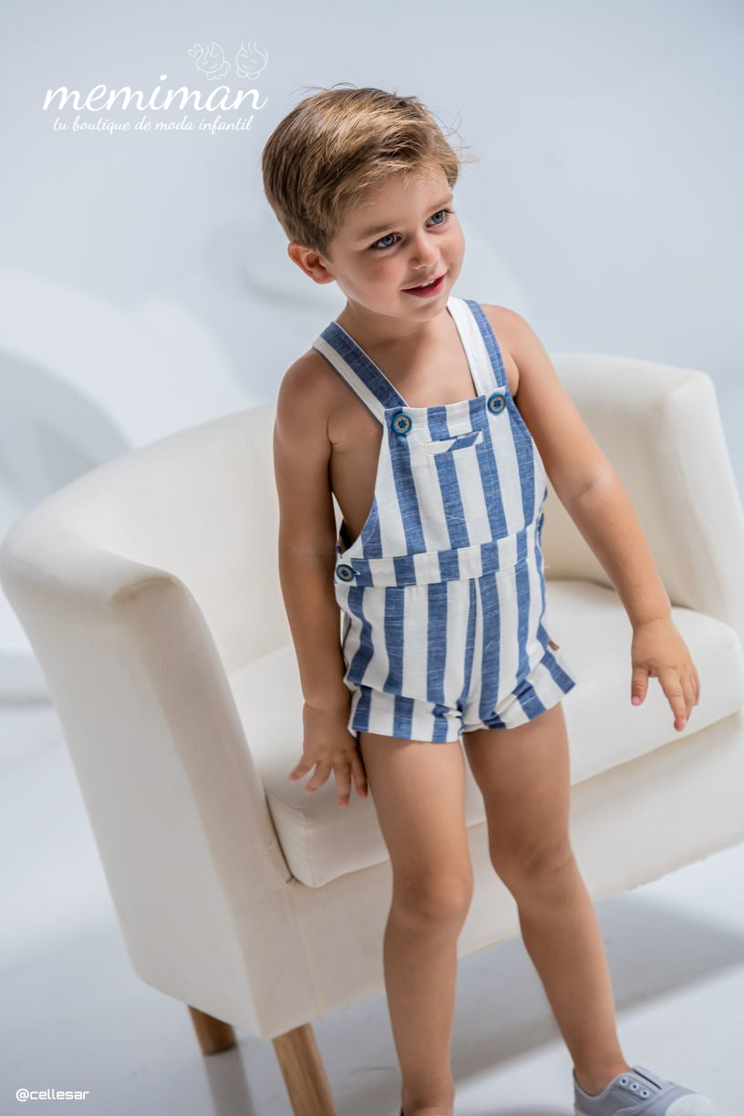 01-50109 Salopette corta a righe bambino