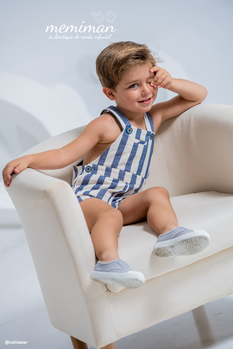 01-50109 Salopette corta a righe bambino