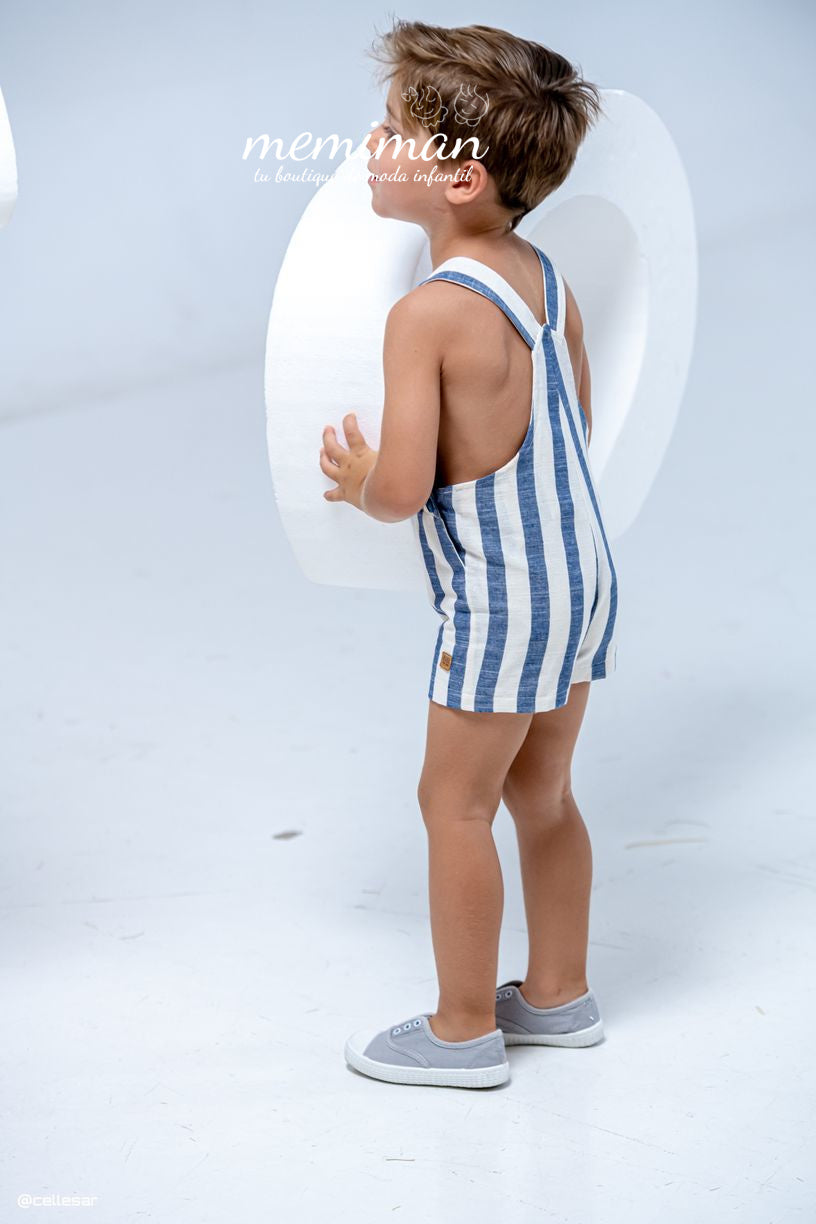 01-50109 Salopette corta a righe bambino