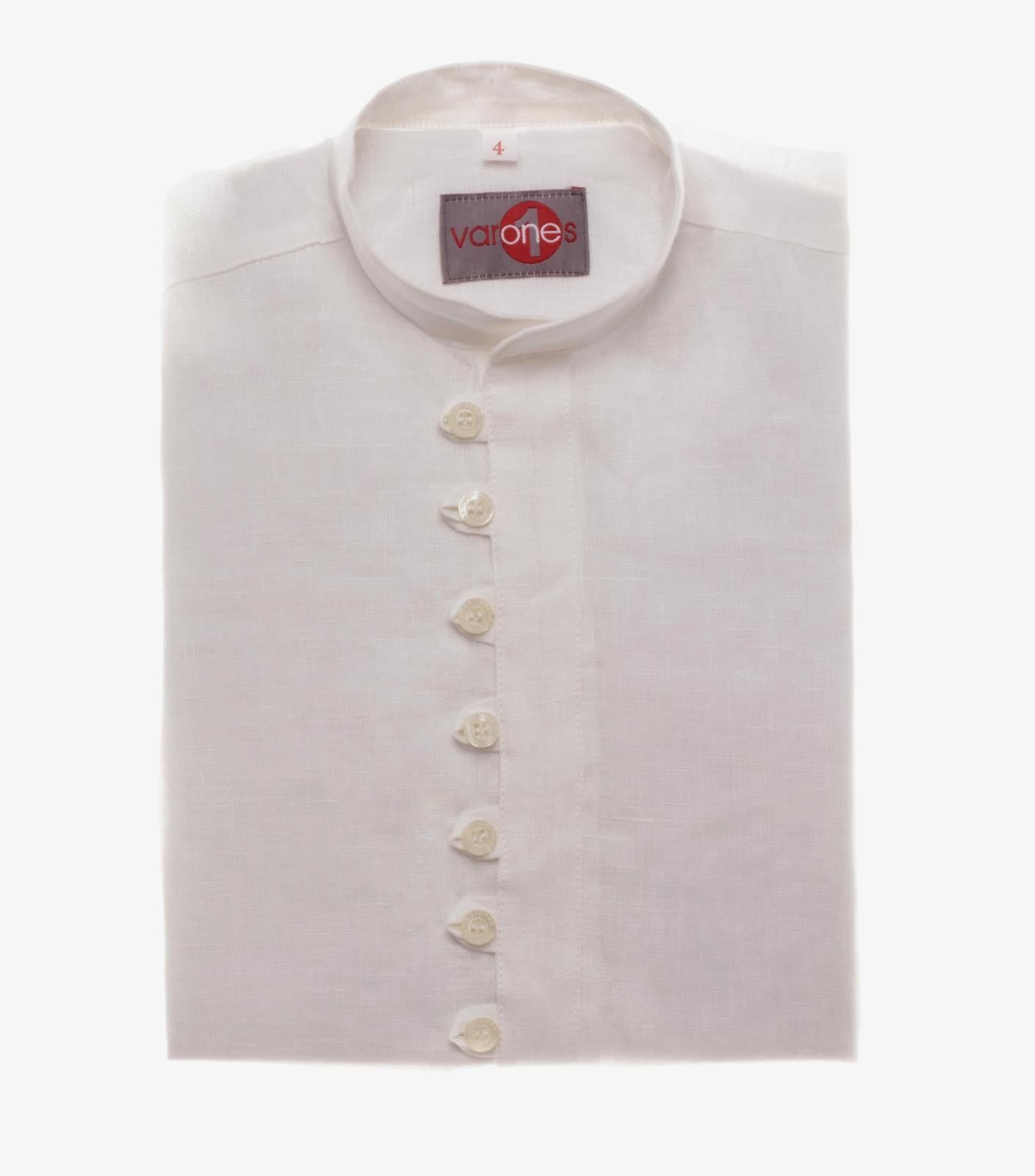 10-06048 Camicia in lino collo alla coreana