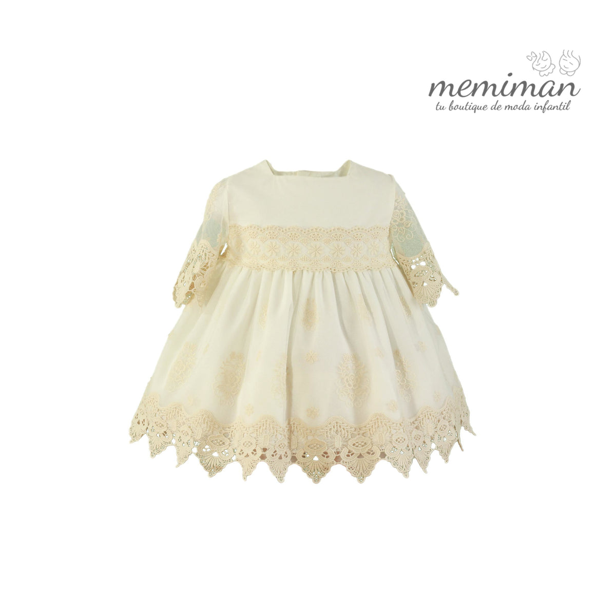35-0123-V Abito neonata in tulle ricamato