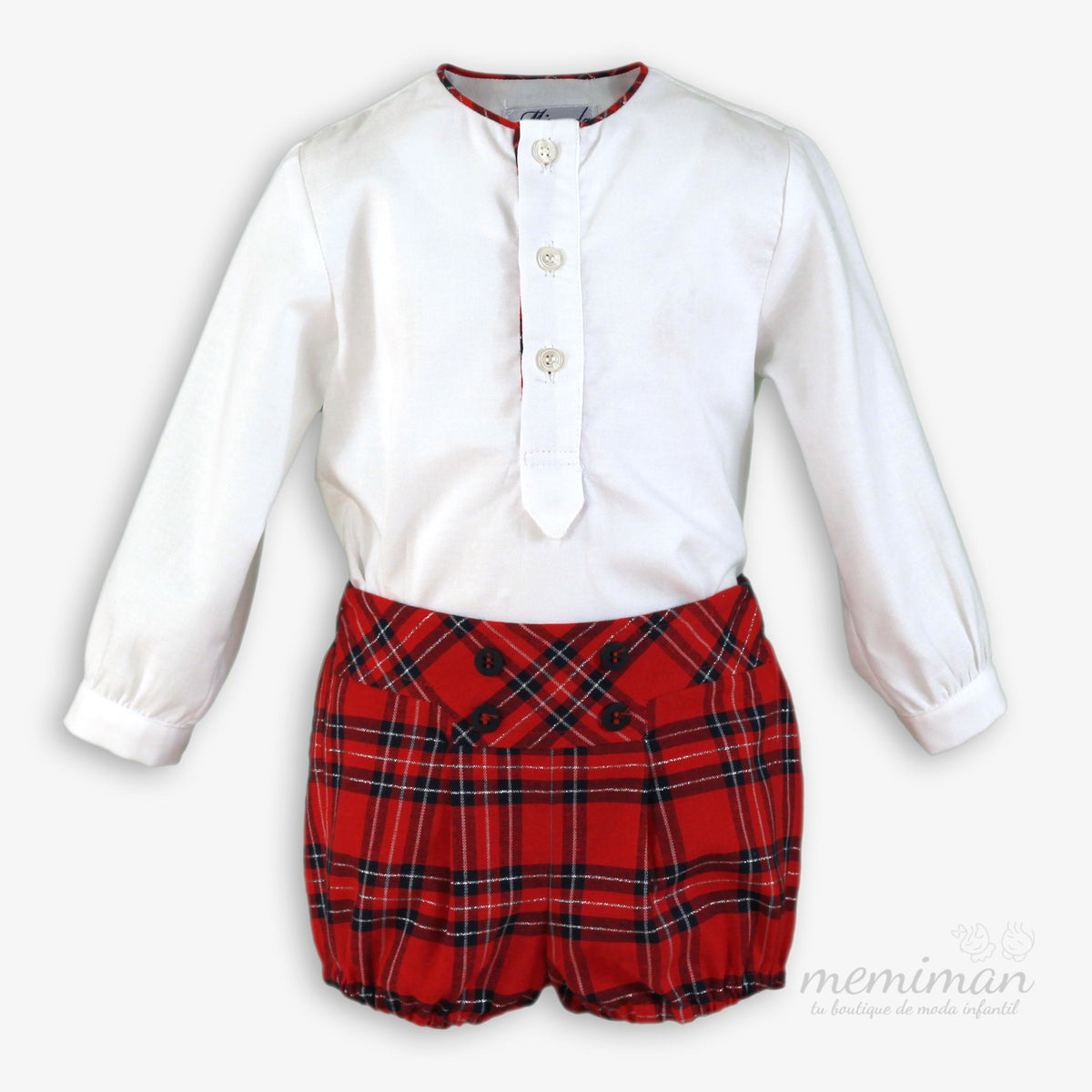 38-0132-23 Completo pantaloncini neonato a quadri