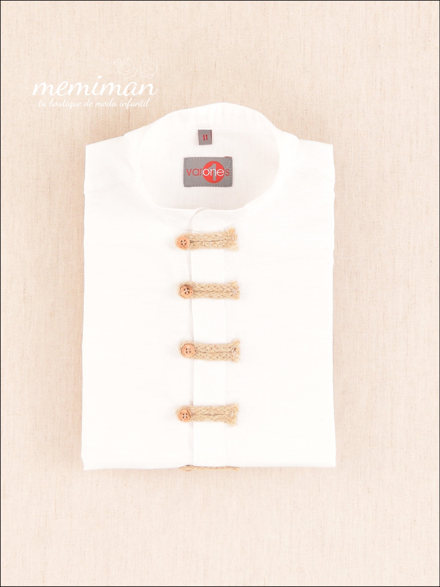 10-06125S Camicia Lino Alamari Collo alla Coreana