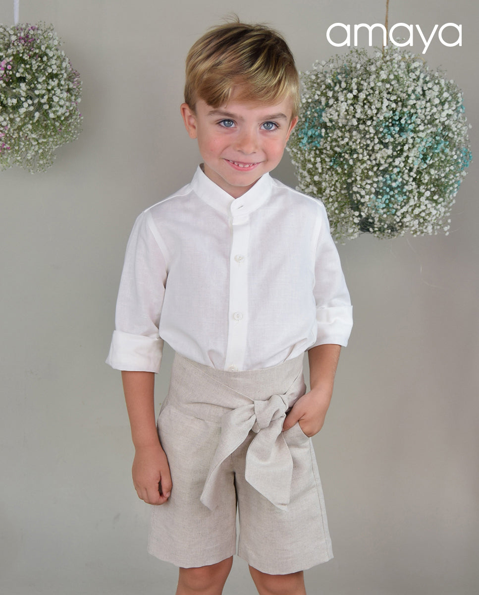190520 Pantalón corto niño lino liso