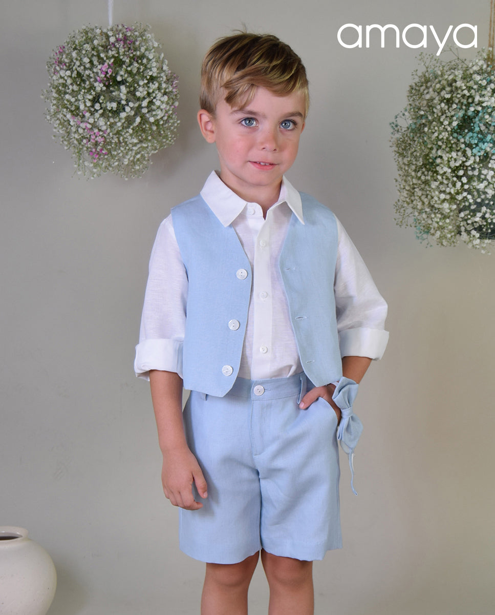 190520 Pantalón corto niño lino liso