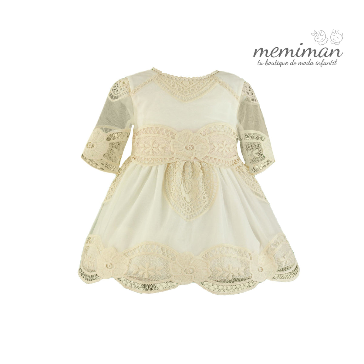 35-0220-V Vestito da bambina in tulle ricamato