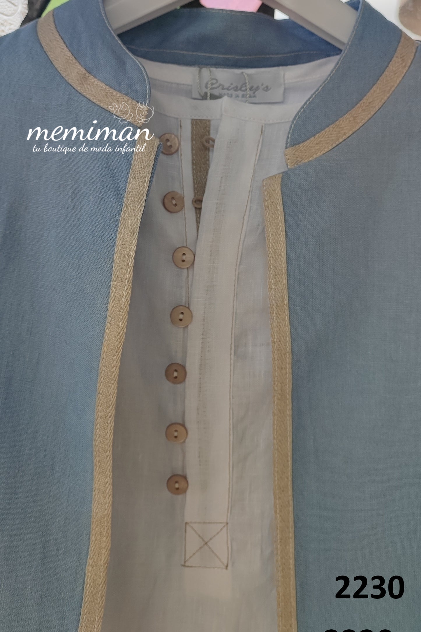 2230 Camisa Lino Cuello Caja