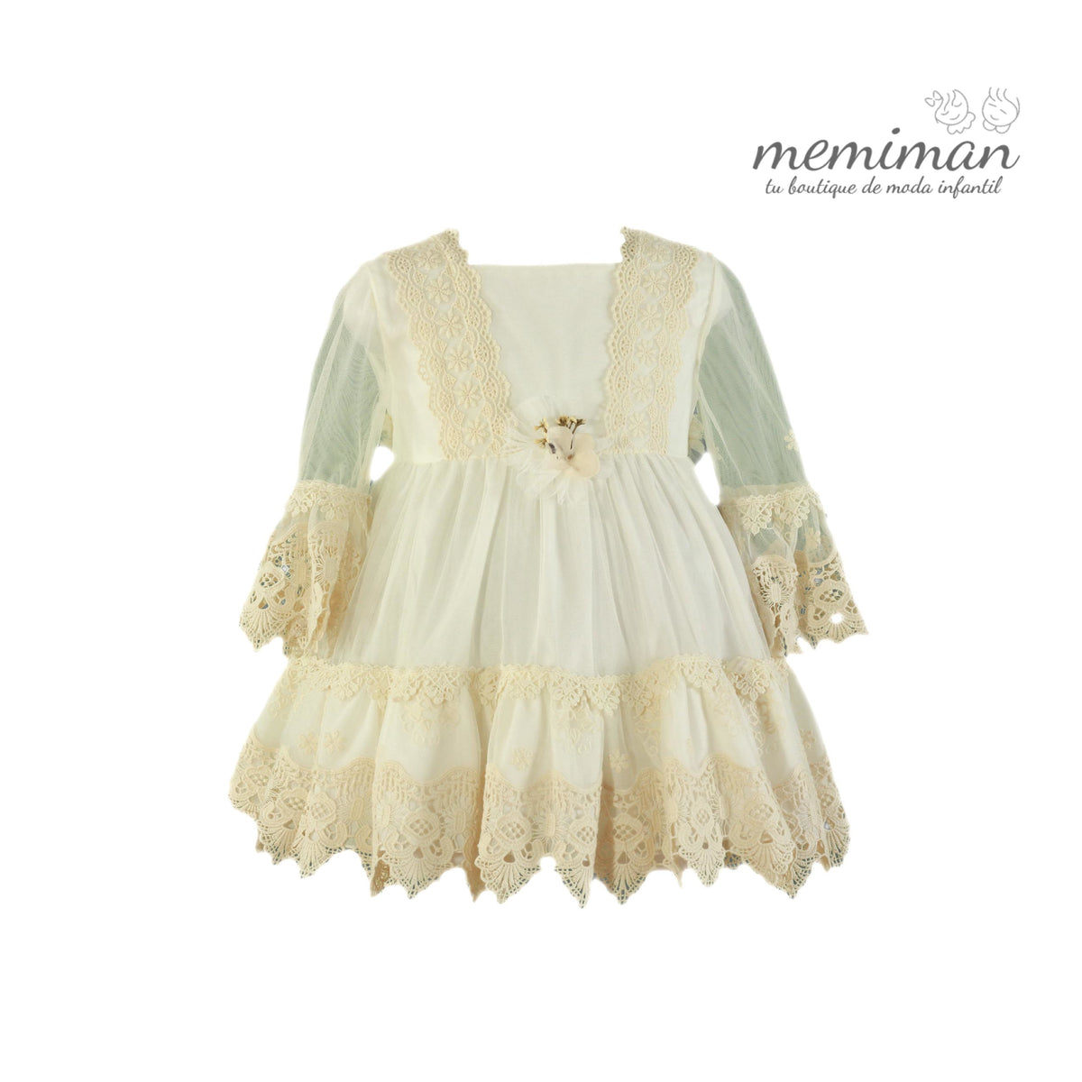 35-0223-V Vestido de criança em tule bordado