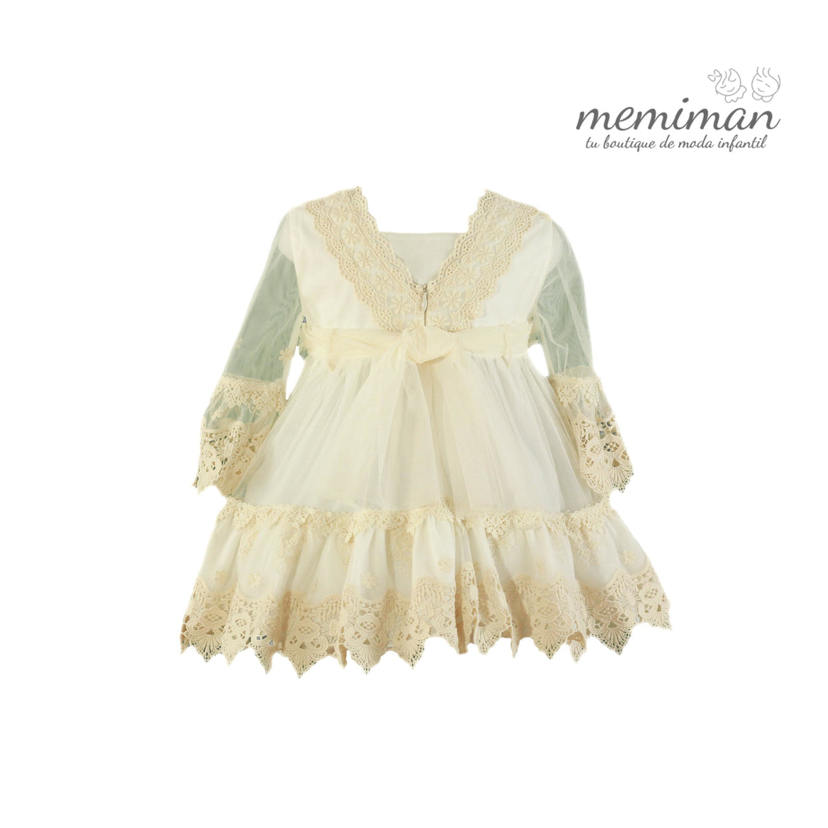 35-0223-V Vestido de criança em tule bordado