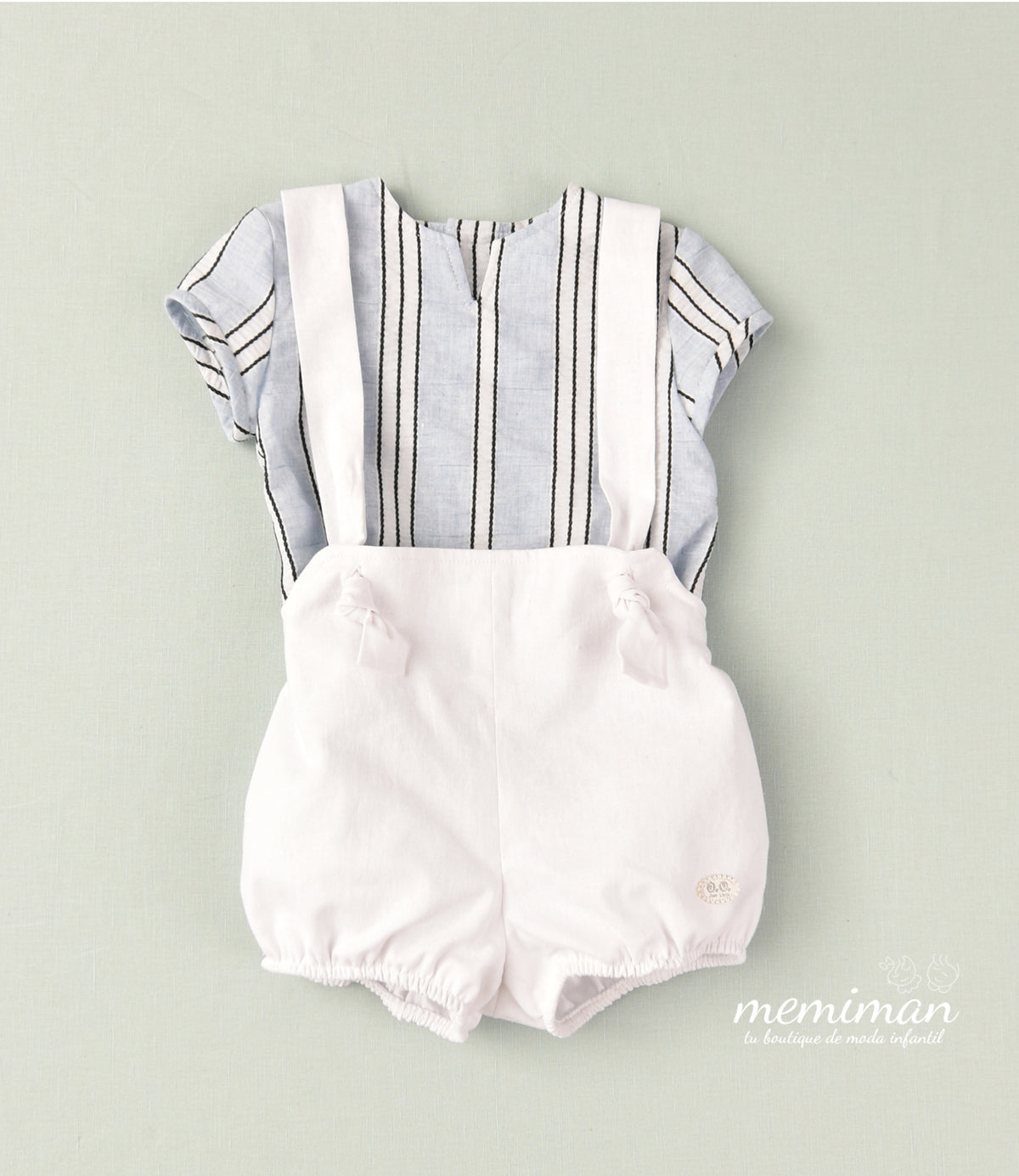 01-46023 Baby set white striped shirt
