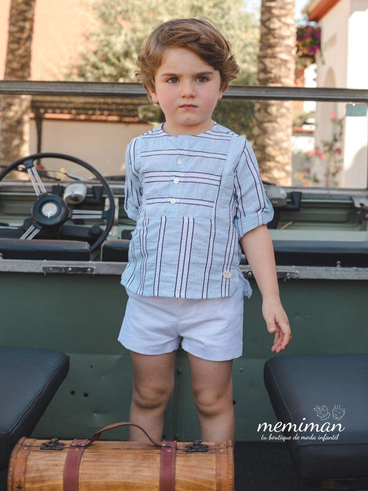 01-46025 Conjunto infantil blanco-rayas