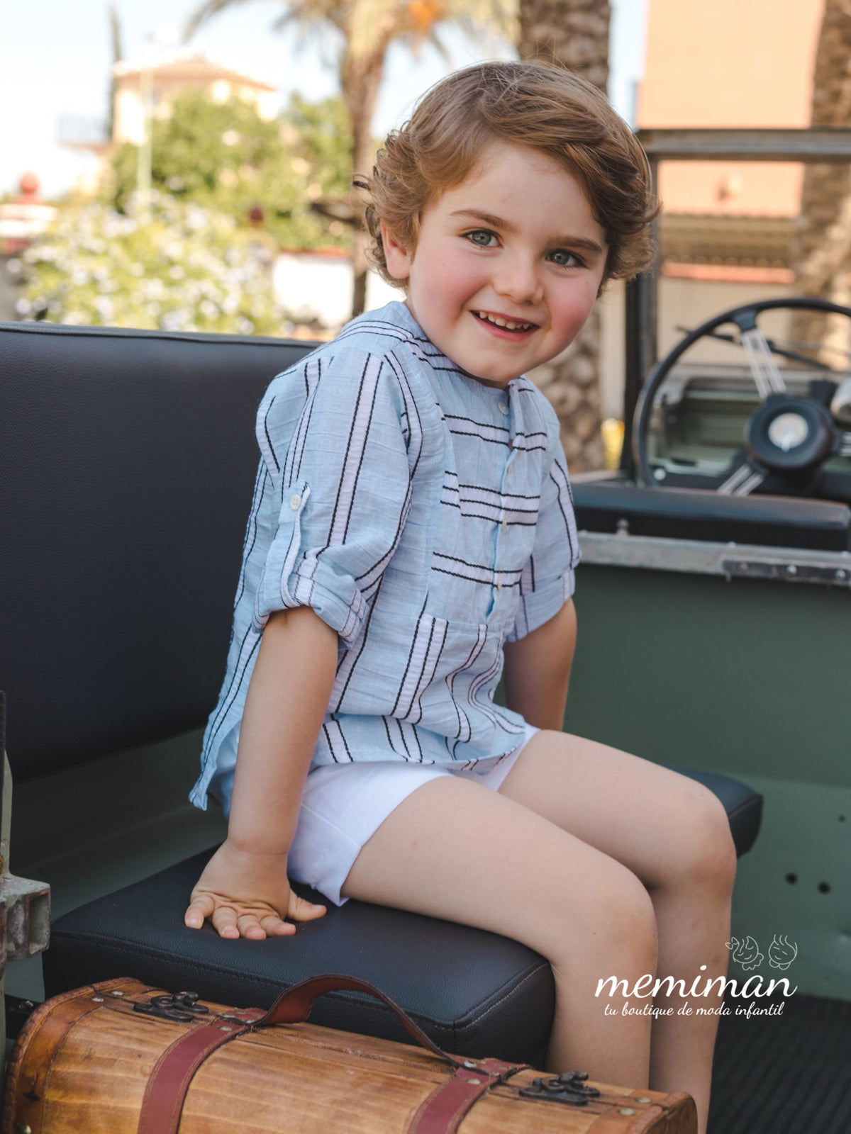 01-46025 Conjunto infantil blanco-rayas