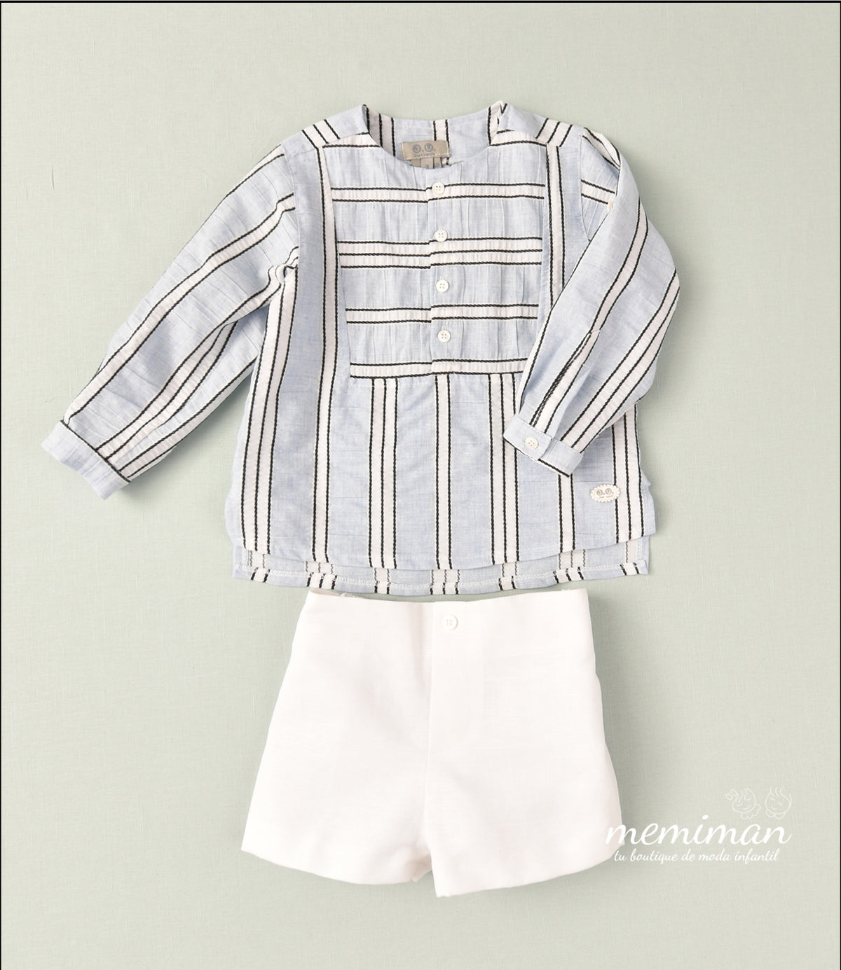 01-46025 Conjunto infantil blanco-rayas