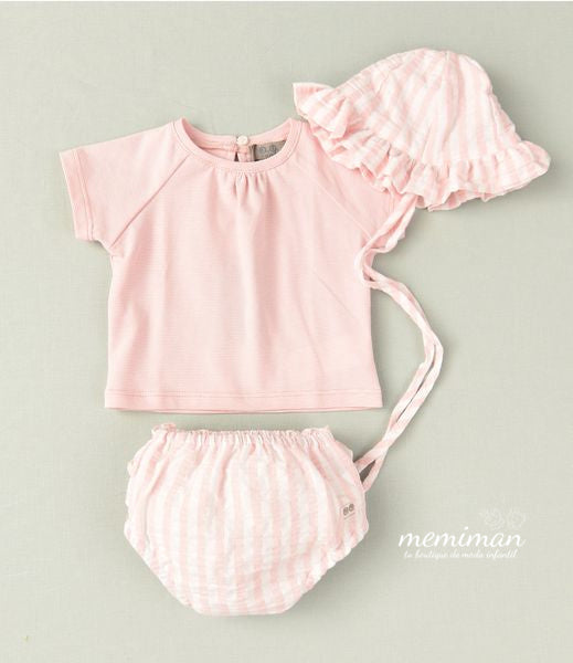 03-46209 Striped girl set with hat