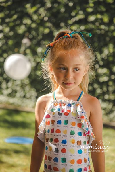 03-46238 Costume da bagno bambina volant acquerello
