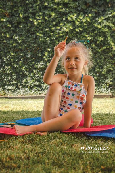03-46238 Costume da bagno bambina volant acquerello