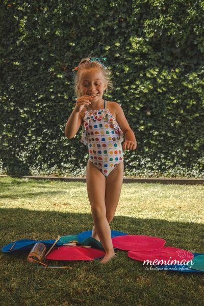 03-46238 Costume da bagno bambina volant acquerello
