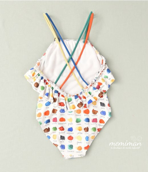 03-46238 Girl's watercolor ruffle swimsuit