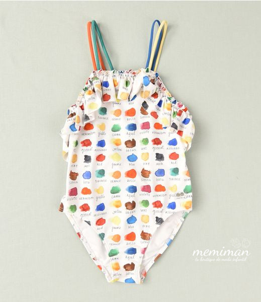 03-46238 Costume da bagno bambina volant acquerello