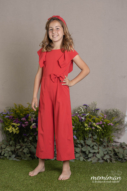 251-S753 Combinaison en crêpe avec nœud