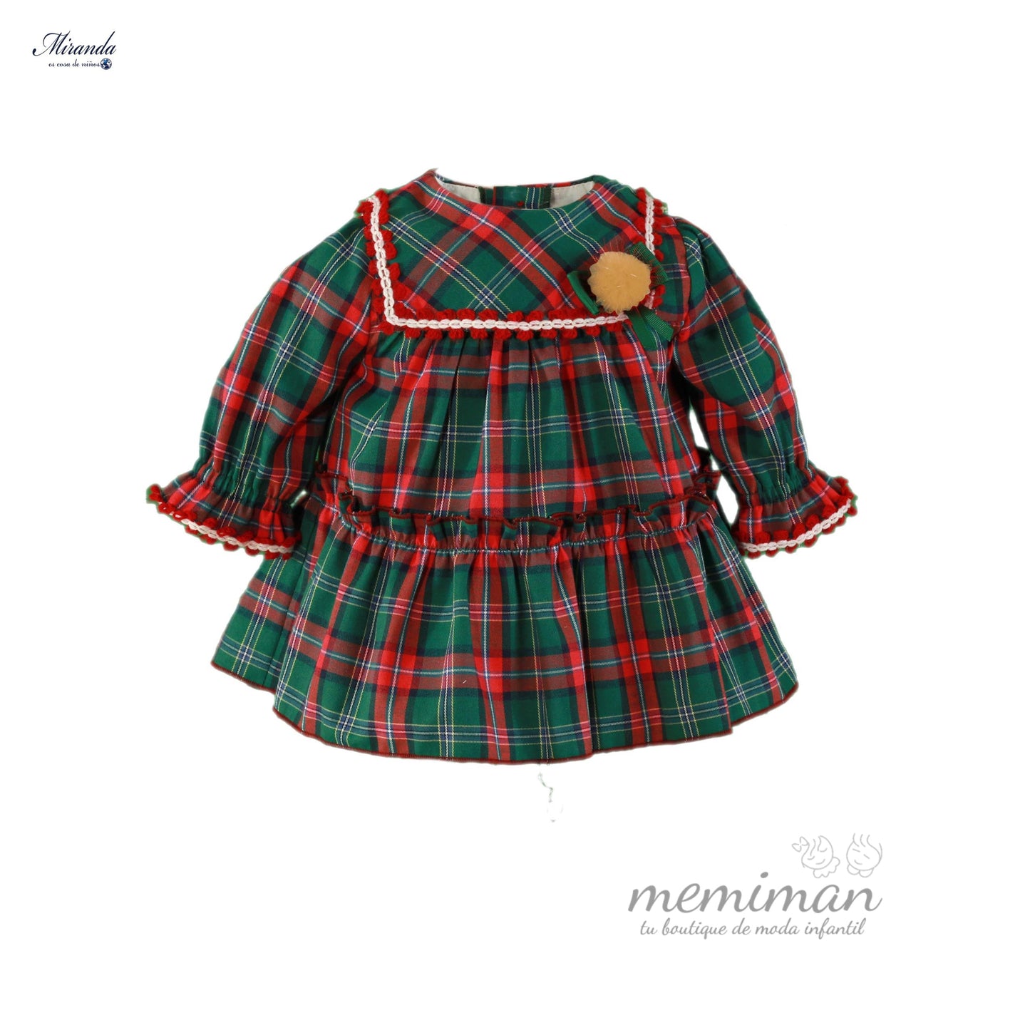 36-0030-V Vestido de bebé com padrão tartan