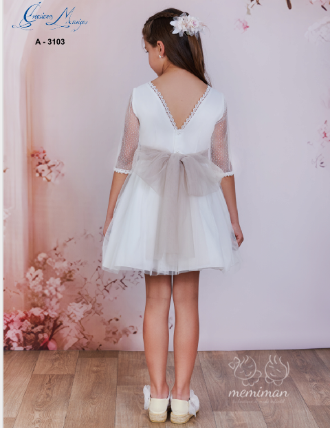 Robe de demoiselle d'honneur à pois A-3103