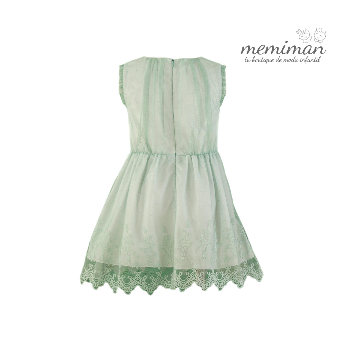 35-0329-V Vestido de criança verde-água