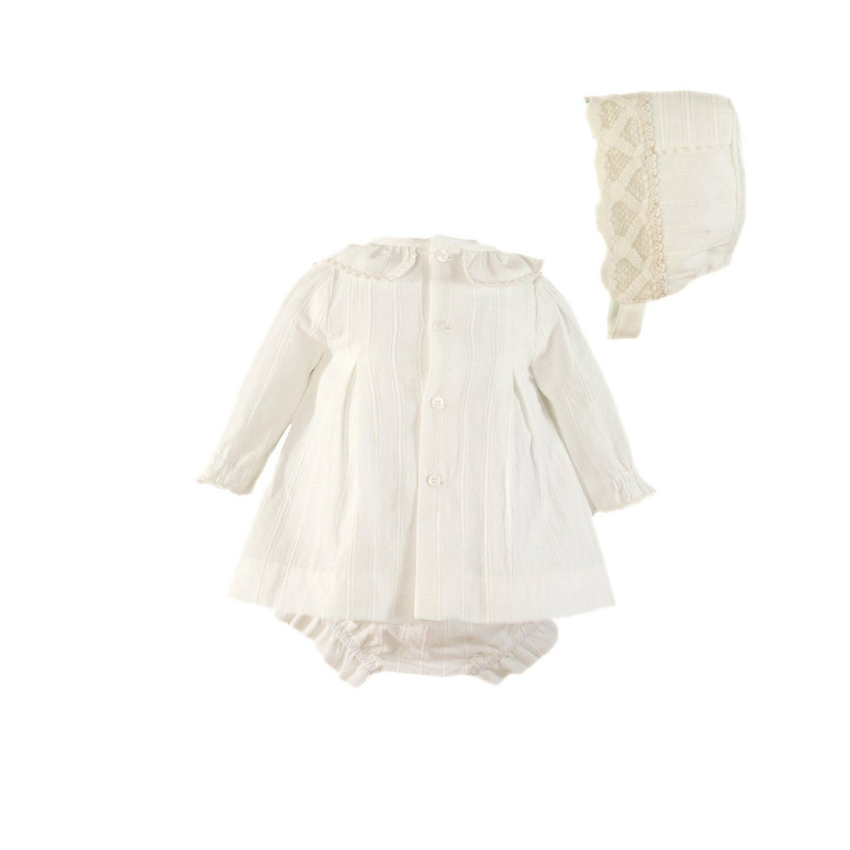 36-0021-VBG Babykleid mit Höschen und Mütze