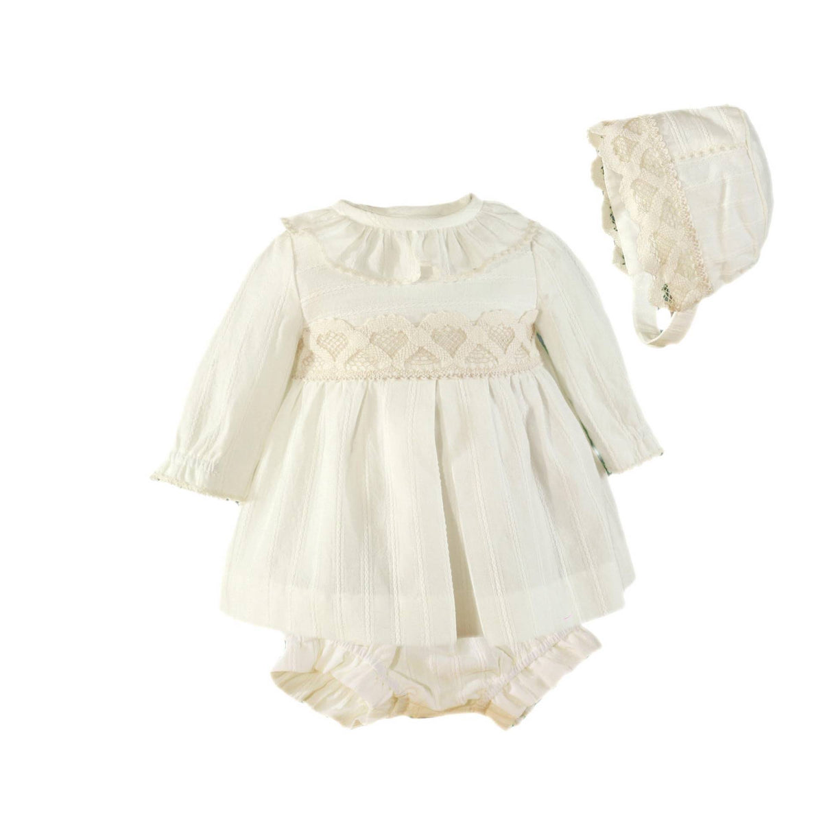 36-0021-VBG Babykleid mit Höschen und Mütze