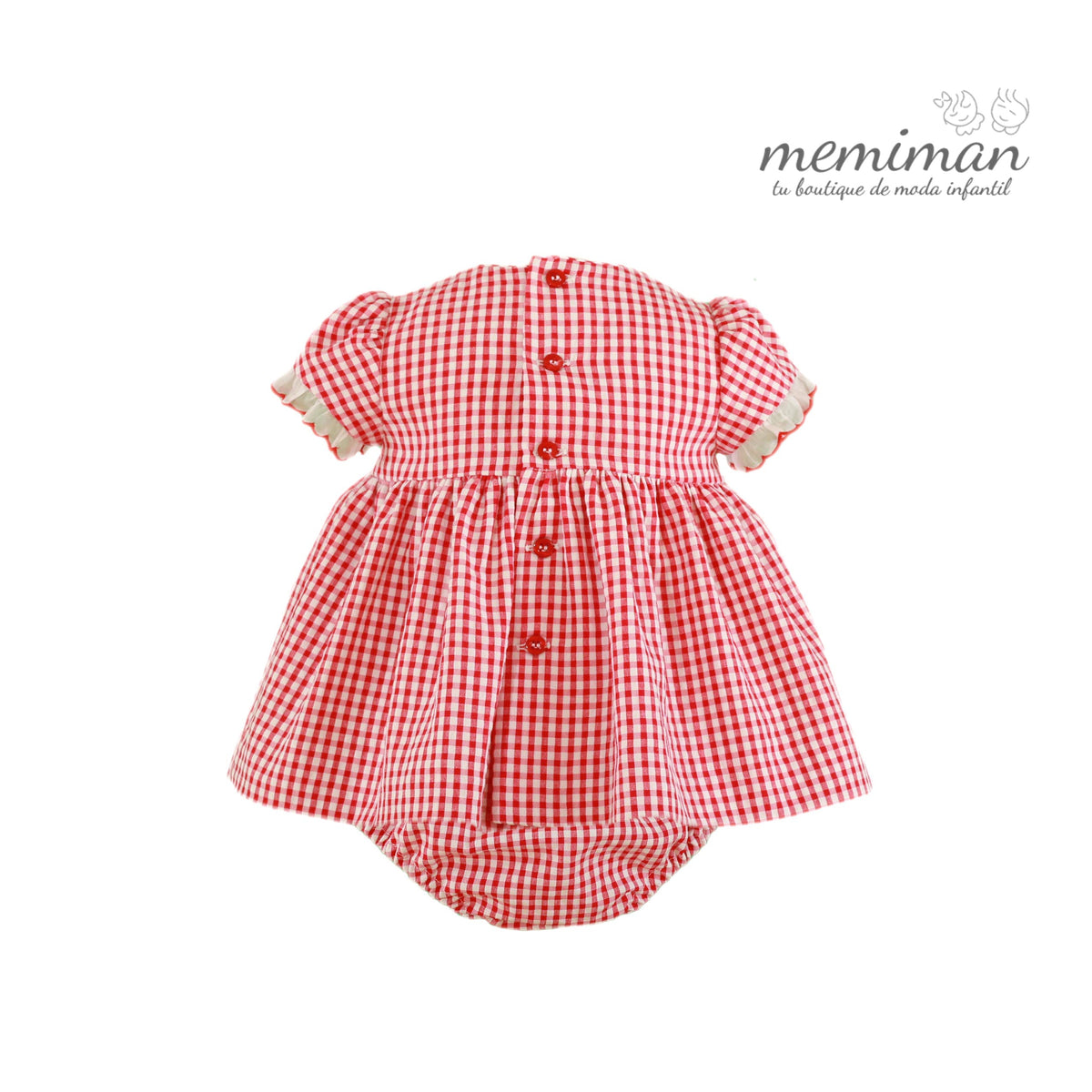 35-0042-VB Vestito neonata con culotte a quadretti vichy