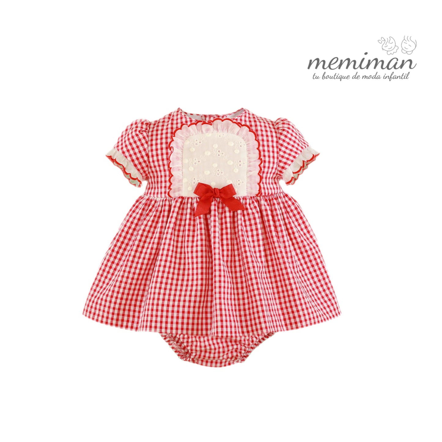 35-0042-VB Vestito neonata con culotte a quadretti vichy