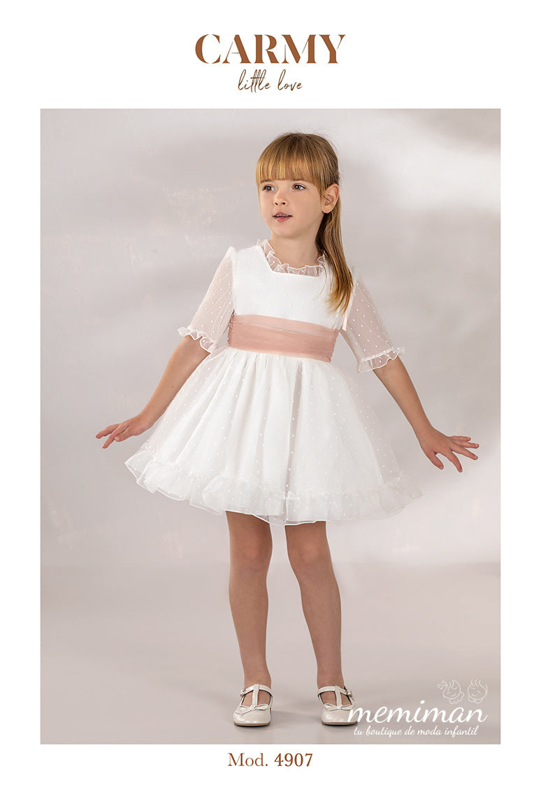4907P Kleid für Blumenmädchen aus zerknittertem Organza