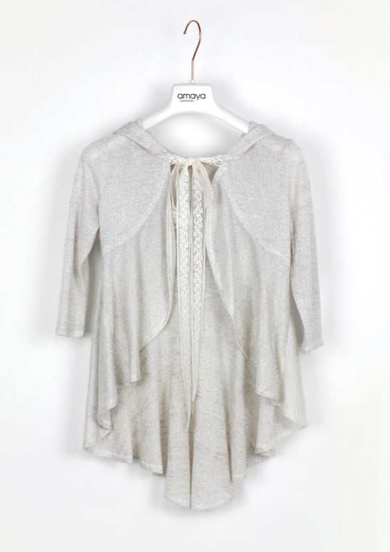 579819H Giacca in maglia con cappuccio e coda