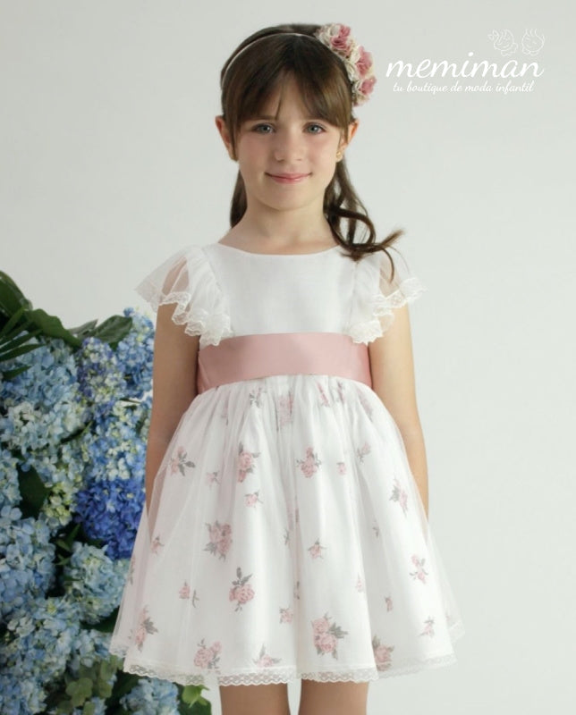 582402 Kleid aus Tüll und bedrucktem Batist für HOCHZEITSGÄSTE/ZEREMONIEN