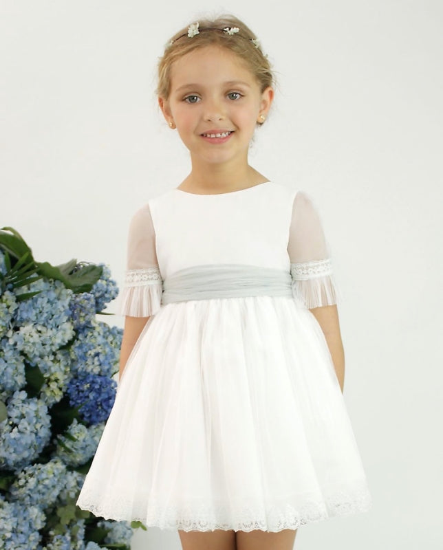 582407MF Tüllkleid mit Spitzenbesatz für Blumenmädchen/Zeremonien