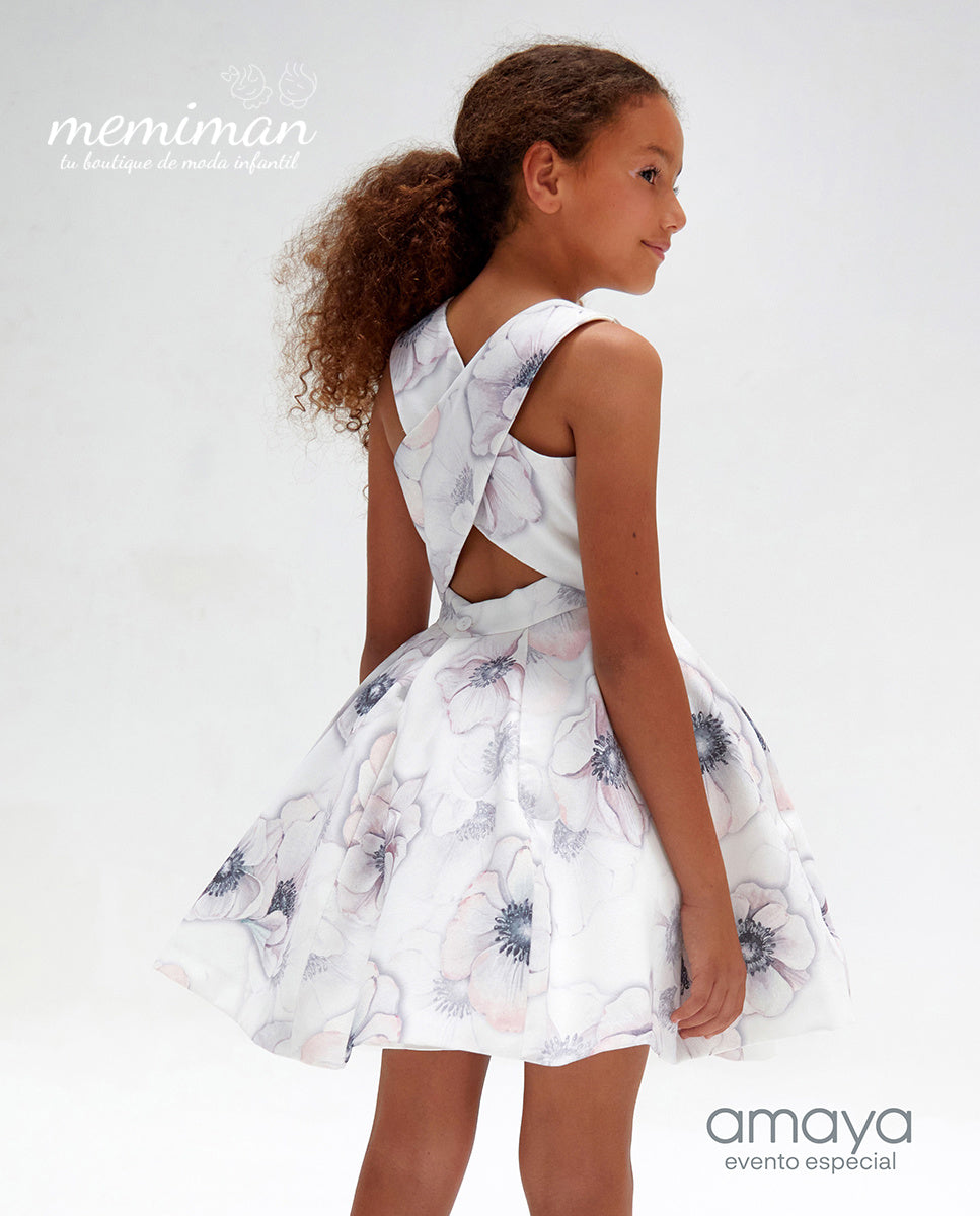 584616 Junior-Kleid aus Ottoman-Stoff mit Muster (SUPER-ANGEBOT)