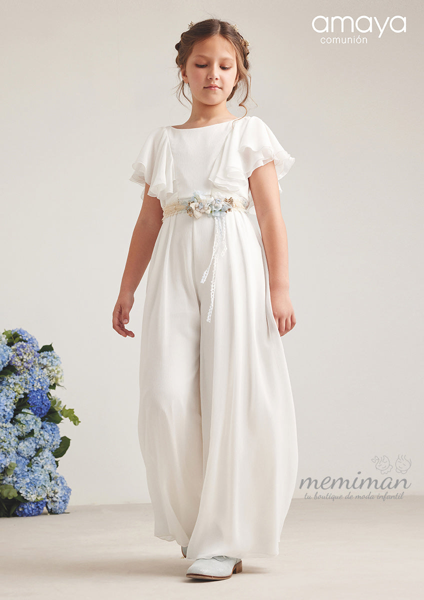 586031 Vestido de comunhão em bambula (OUTLET)