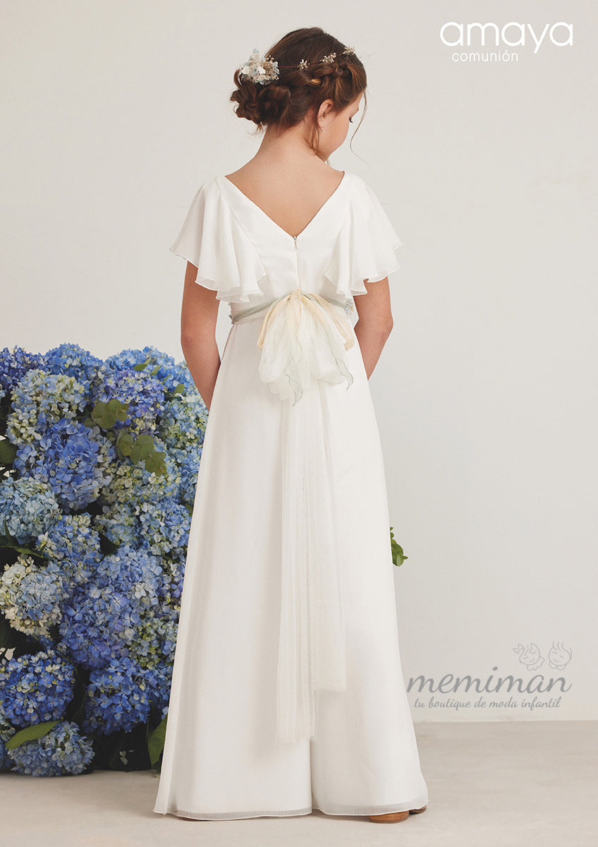 586031 Vestido de comunhão em bambula (OUTLET)