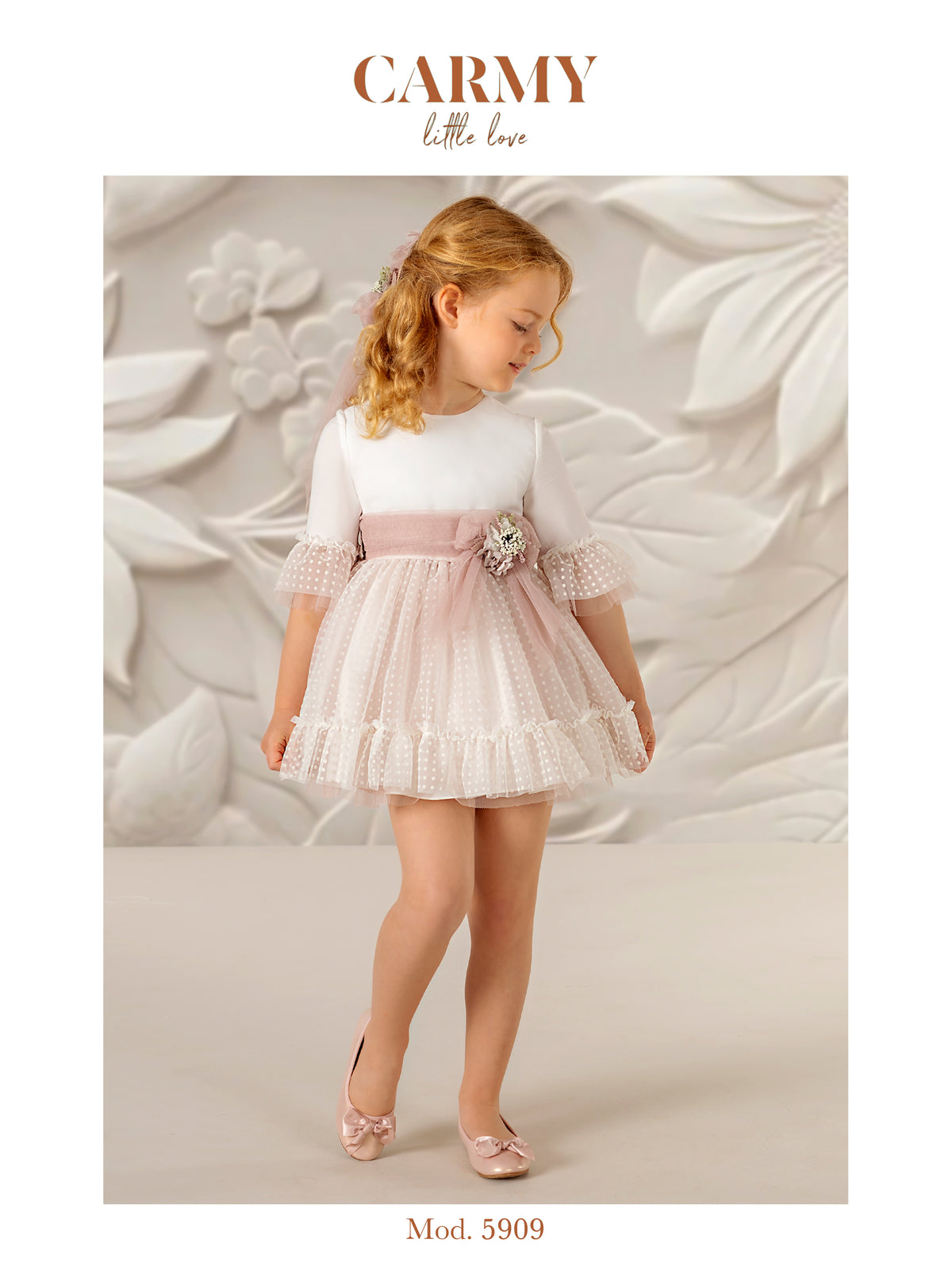 5909 Abito da cerimonia in chiffon/tulle