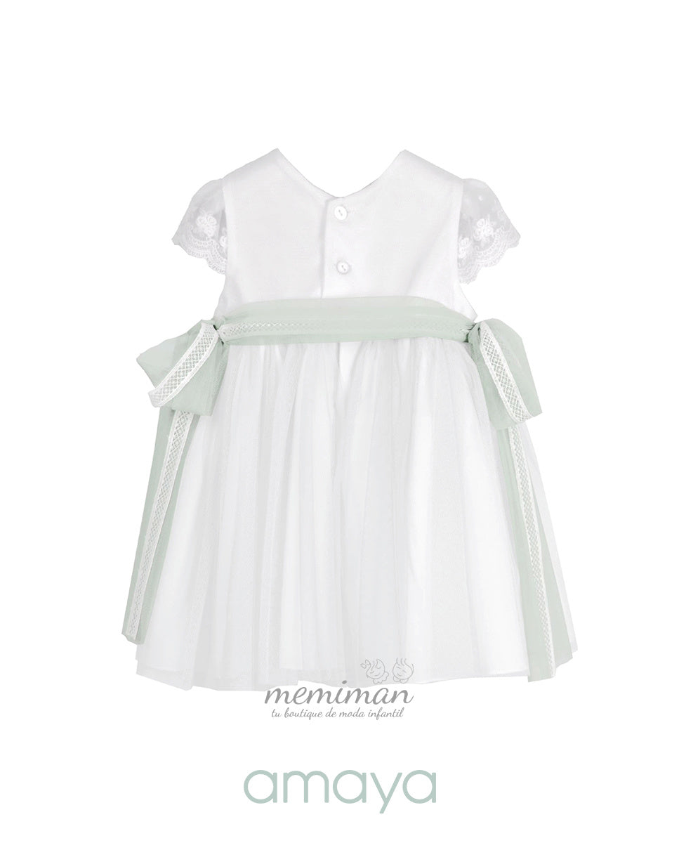 612101 Baby dress with tulle sleeves