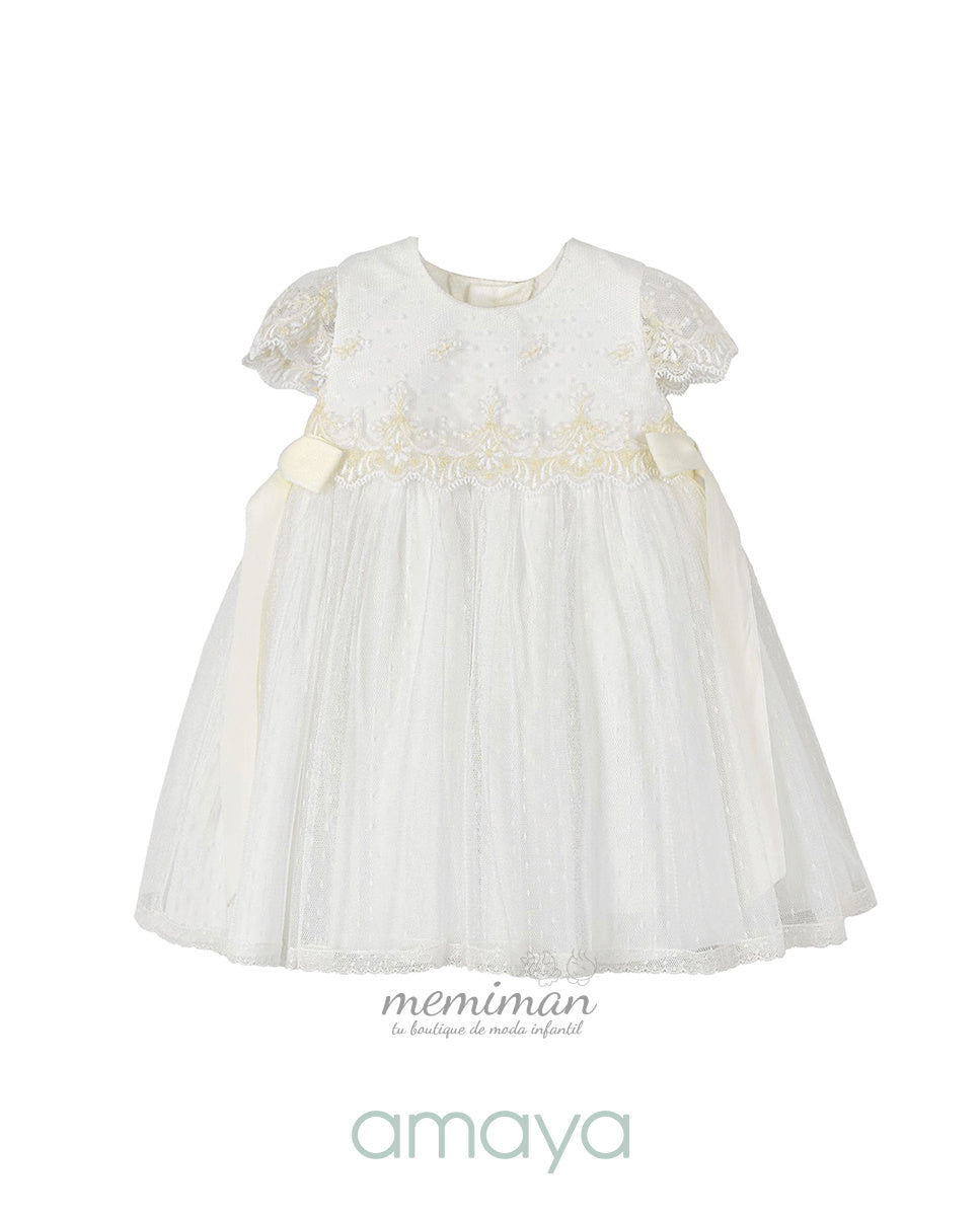 612104 Vestido de Bebé de Tule e Plumeti