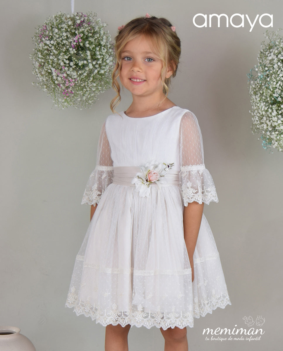 612404MD Vestido de Criança Tule Plumeti